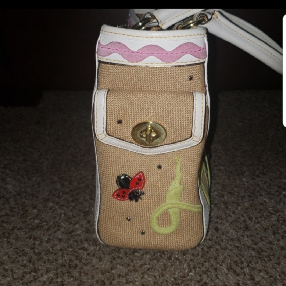 Coach White/Beige Ladybug Tote Bag . - Picture 6 of 8